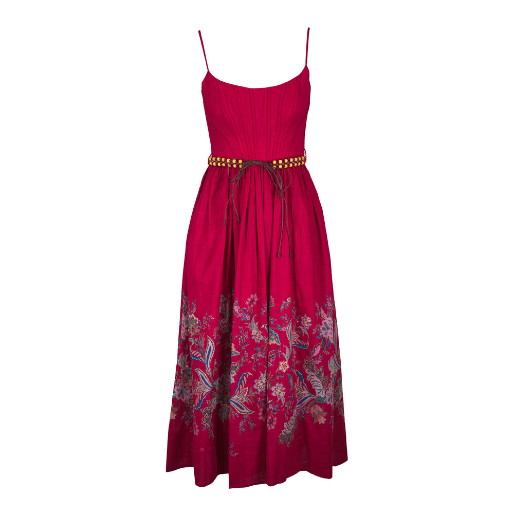 Zimmermann - Rhiannon Red Multi Paisley Corset Midi Dress