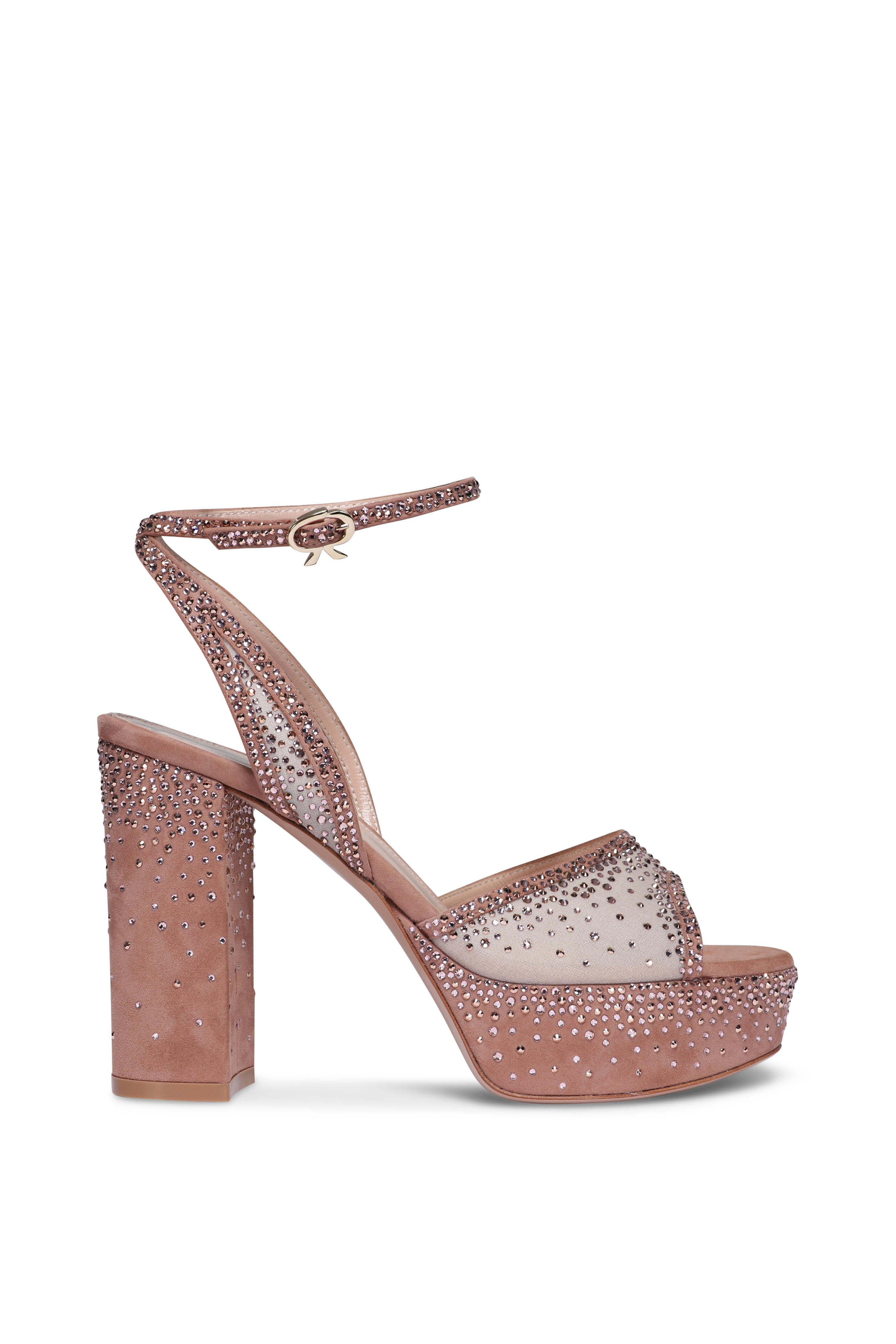 【関税&送料込】Gianvito Rossi Sandals Gianvito Rossi - Rania Embellished Platform Sandal in Praline