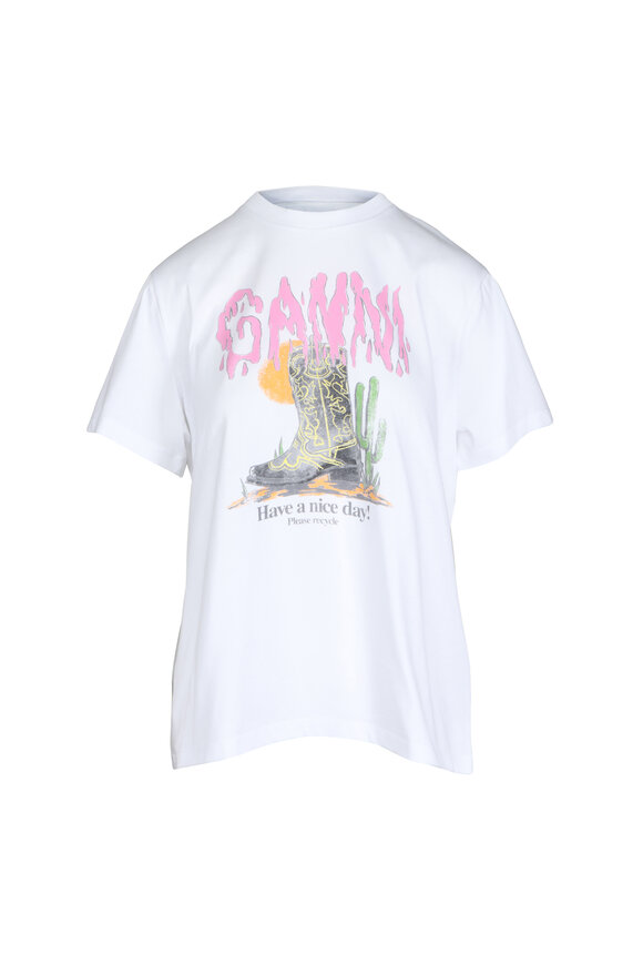 Ganni Cowboy Boot Jersey Cotton T-Shirt