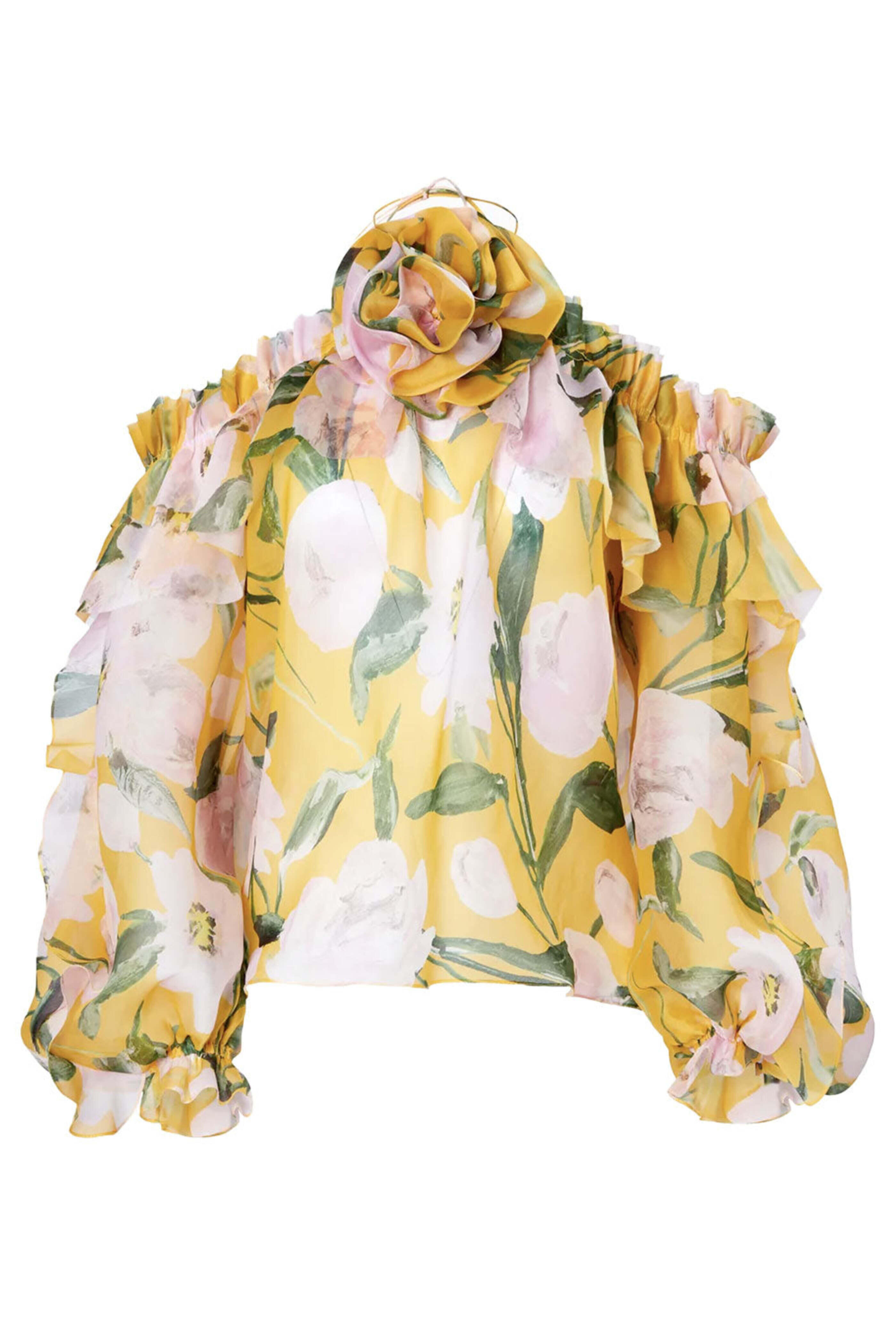 Carolina Herrera - Taxi Cab Embroidered Halter Blouse