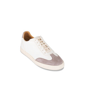 スニーカー BRUNELLO CUCINELLI WHITE AND GREY LEATHER SNEAKERS Brunello Cucinelli - Bianco Knit Lurex Sneaker | Mitchell Stores