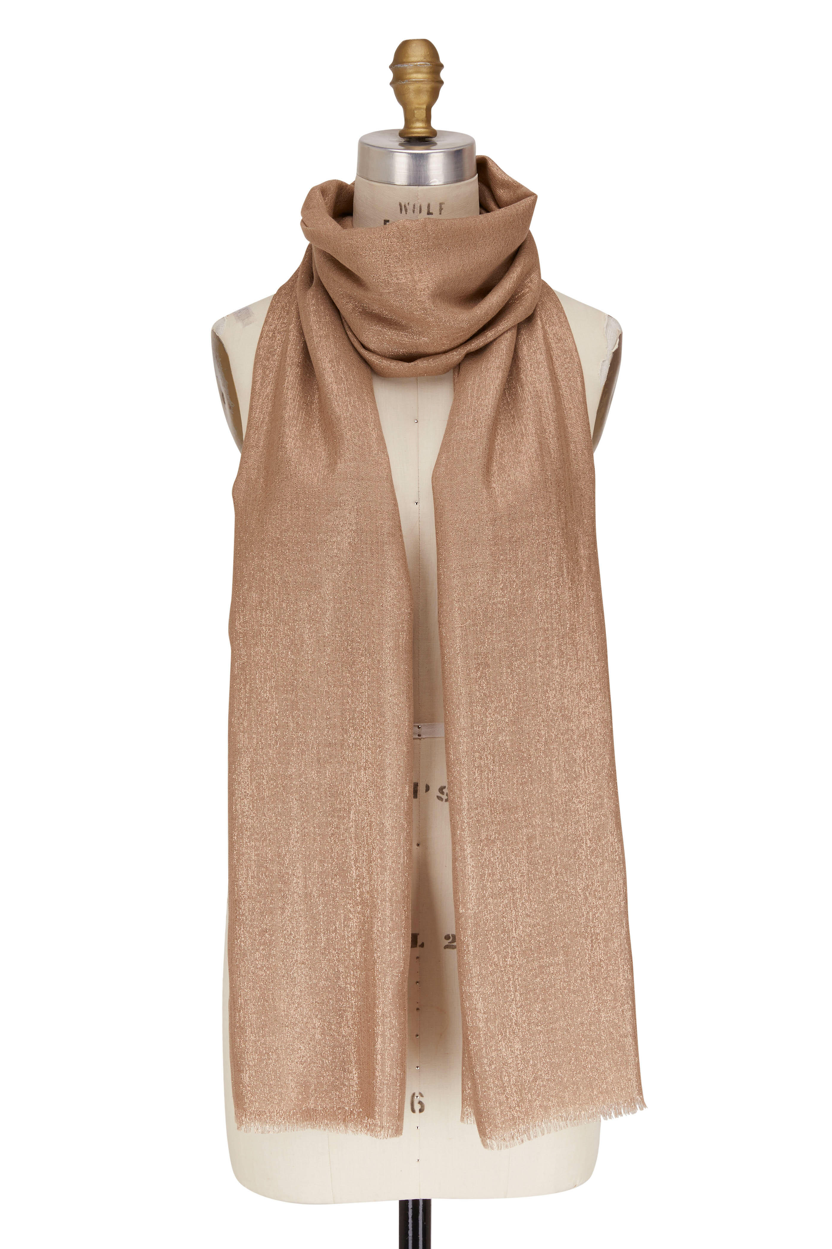 Cashmere And Silk Scarf in Brown - Brunello Cucinelli