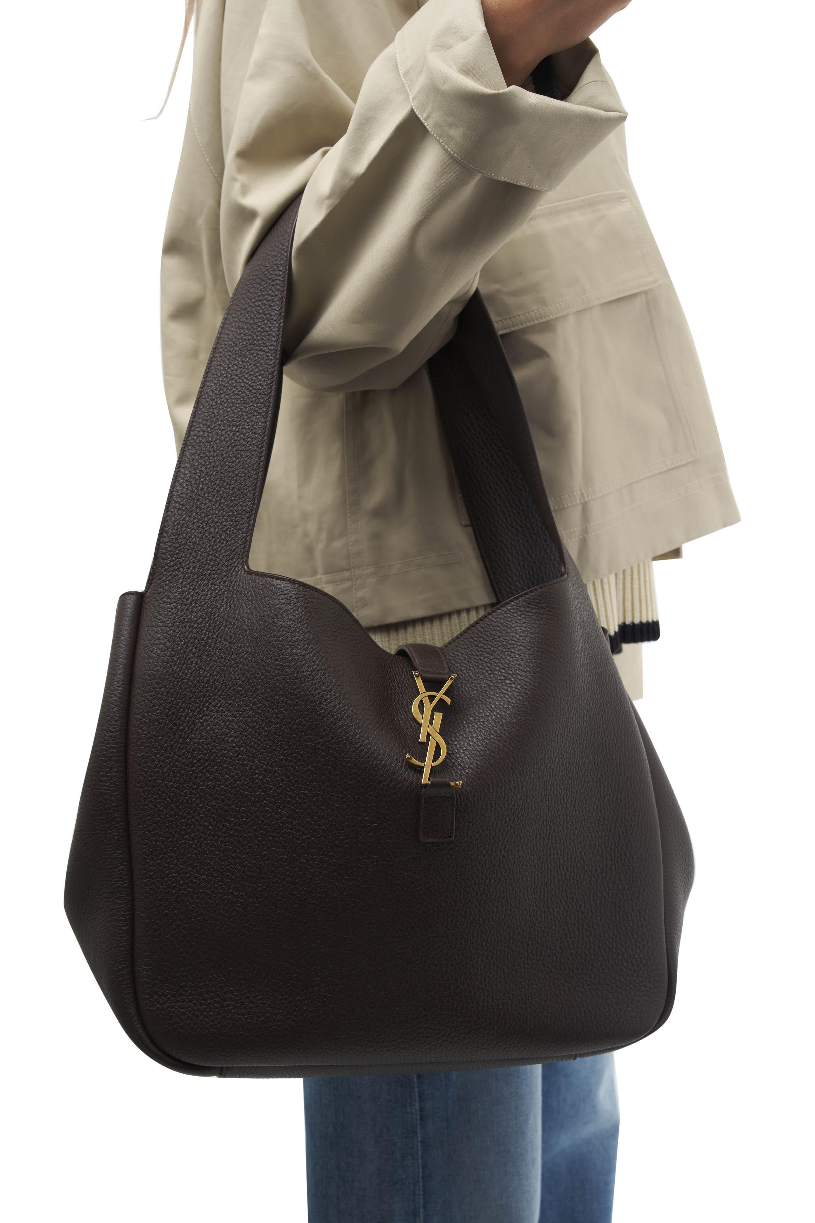 Saint Laurent - Large Le 5 À 7 Bea Marron Fonce Leather Tote