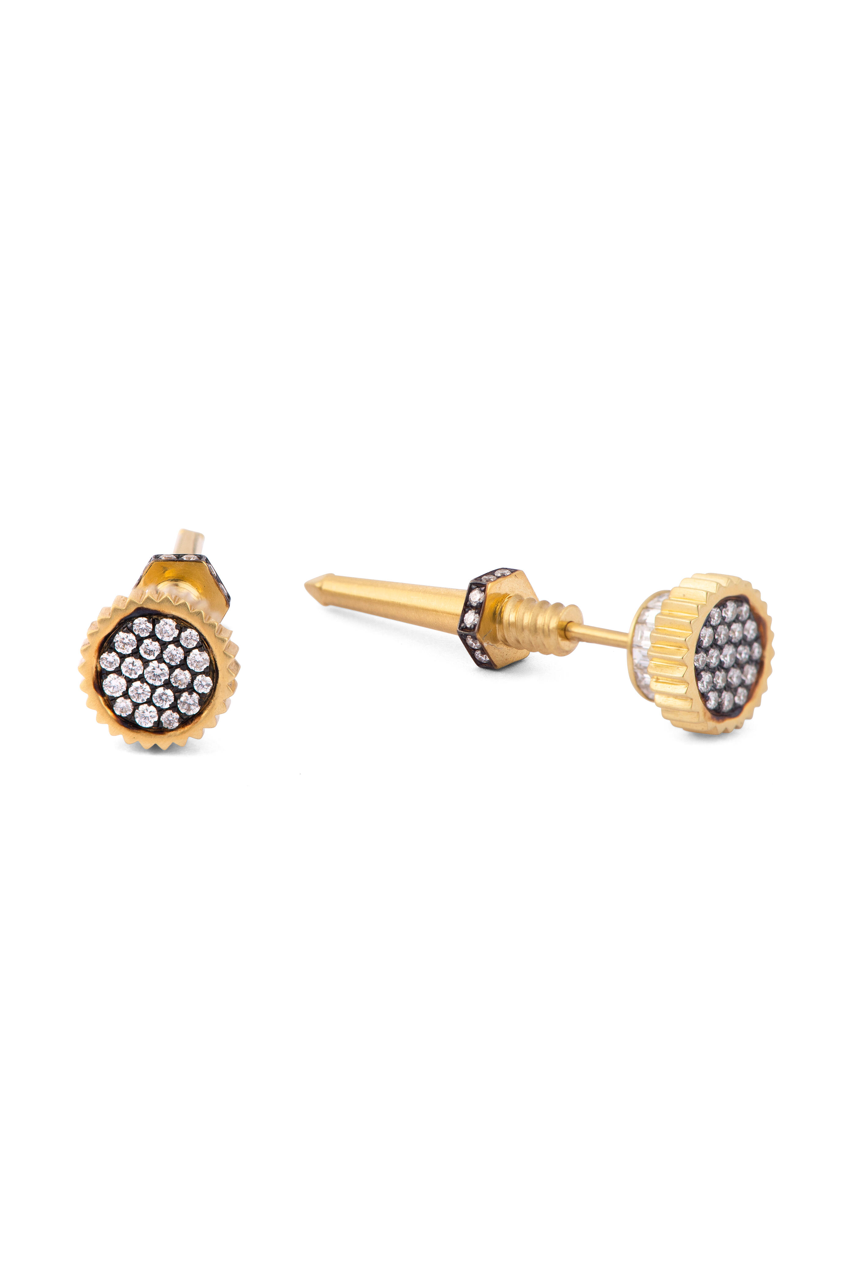 Sylva & Cie - Mix Shape Diamond Bolt Stud Earrings