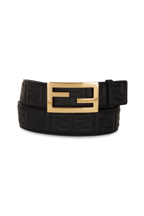 Fendi - Black FF Embossed Logo Buckle Belt 