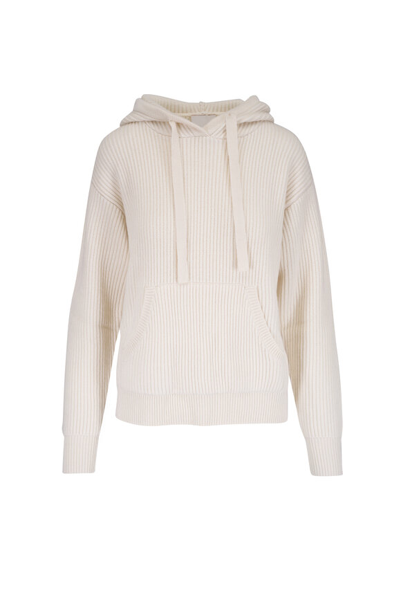 TWP Ivory Ribbed Cashmere Hoodie