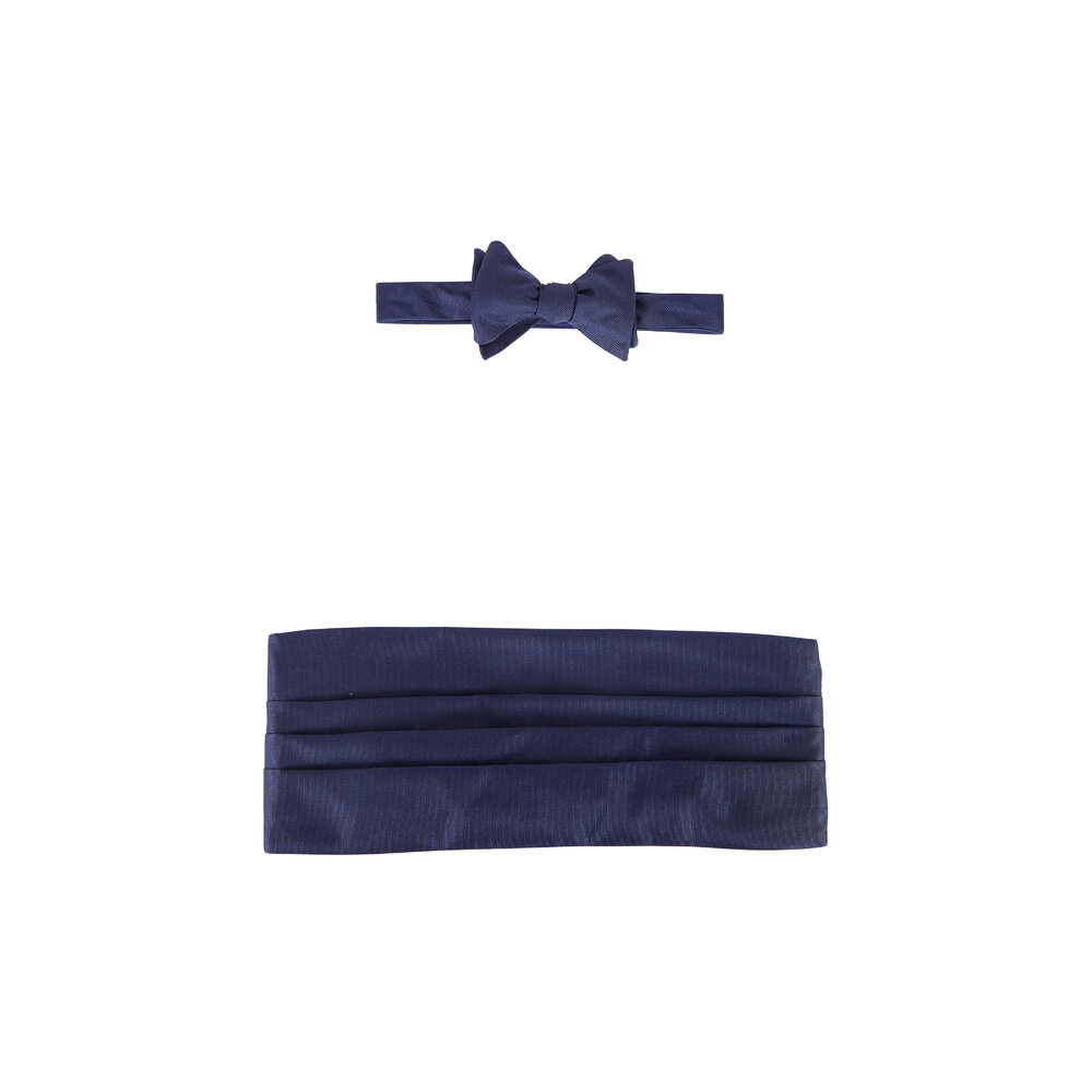 Carrot & Gibbs - Solid Navy Blue Silk Faille Cummerbund Set