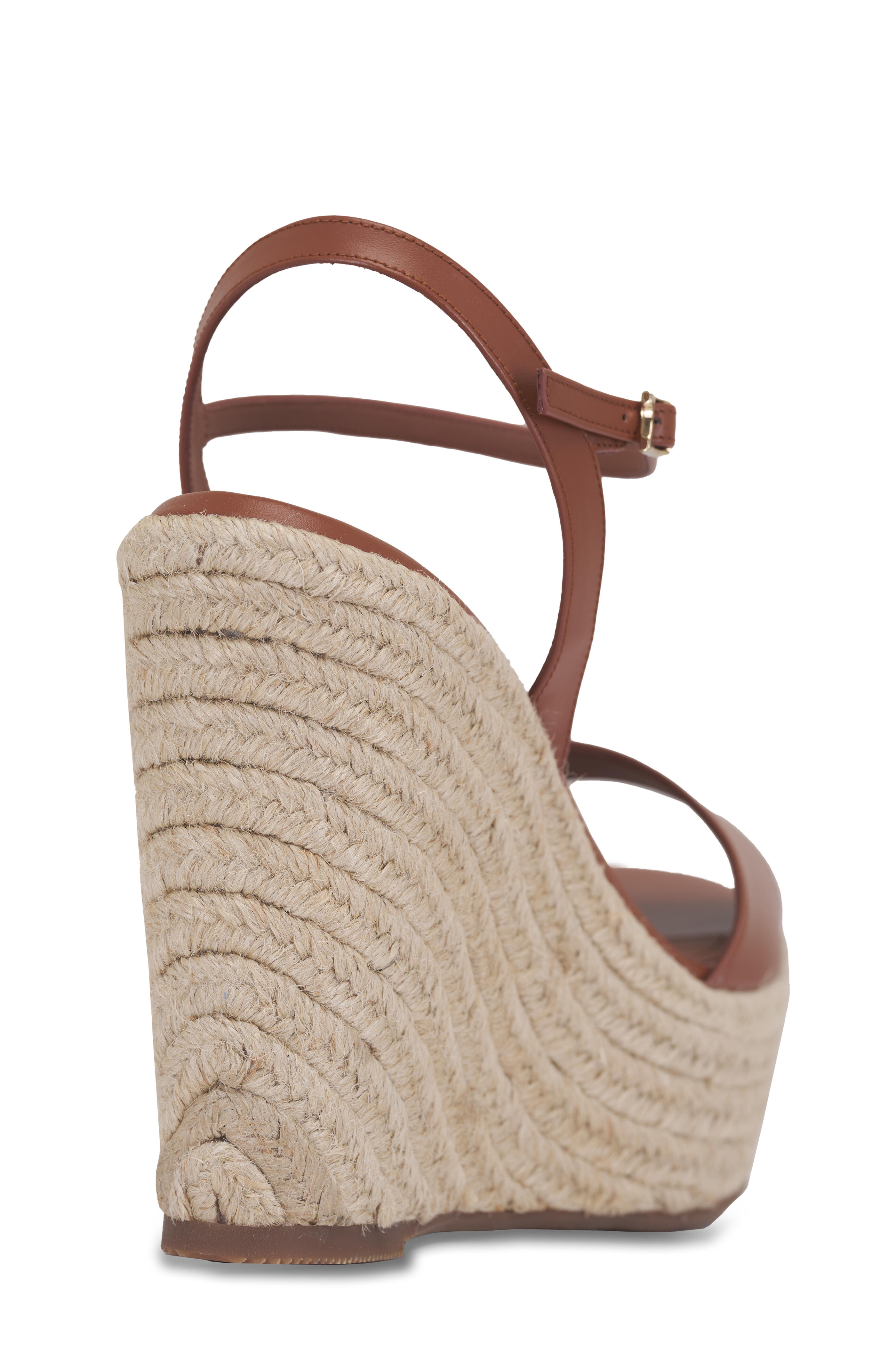 Santoni - Nizza Brown Leather Espadrille Wedge. 70mm