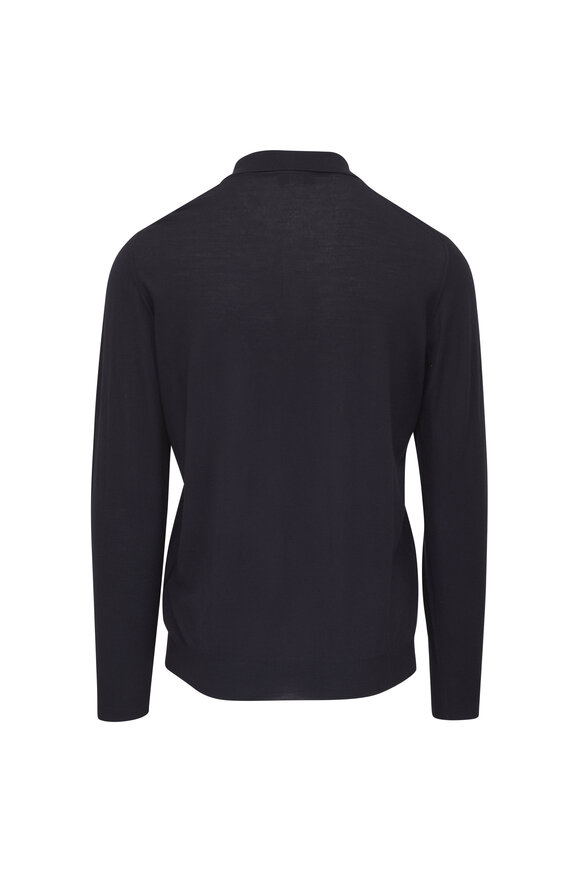 Fedeli Navy Blue Super 140s Front Button Shirt - view 3