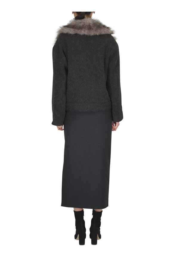 Antonelli William Dark Brown Faux Fur Knit Coat - view 4