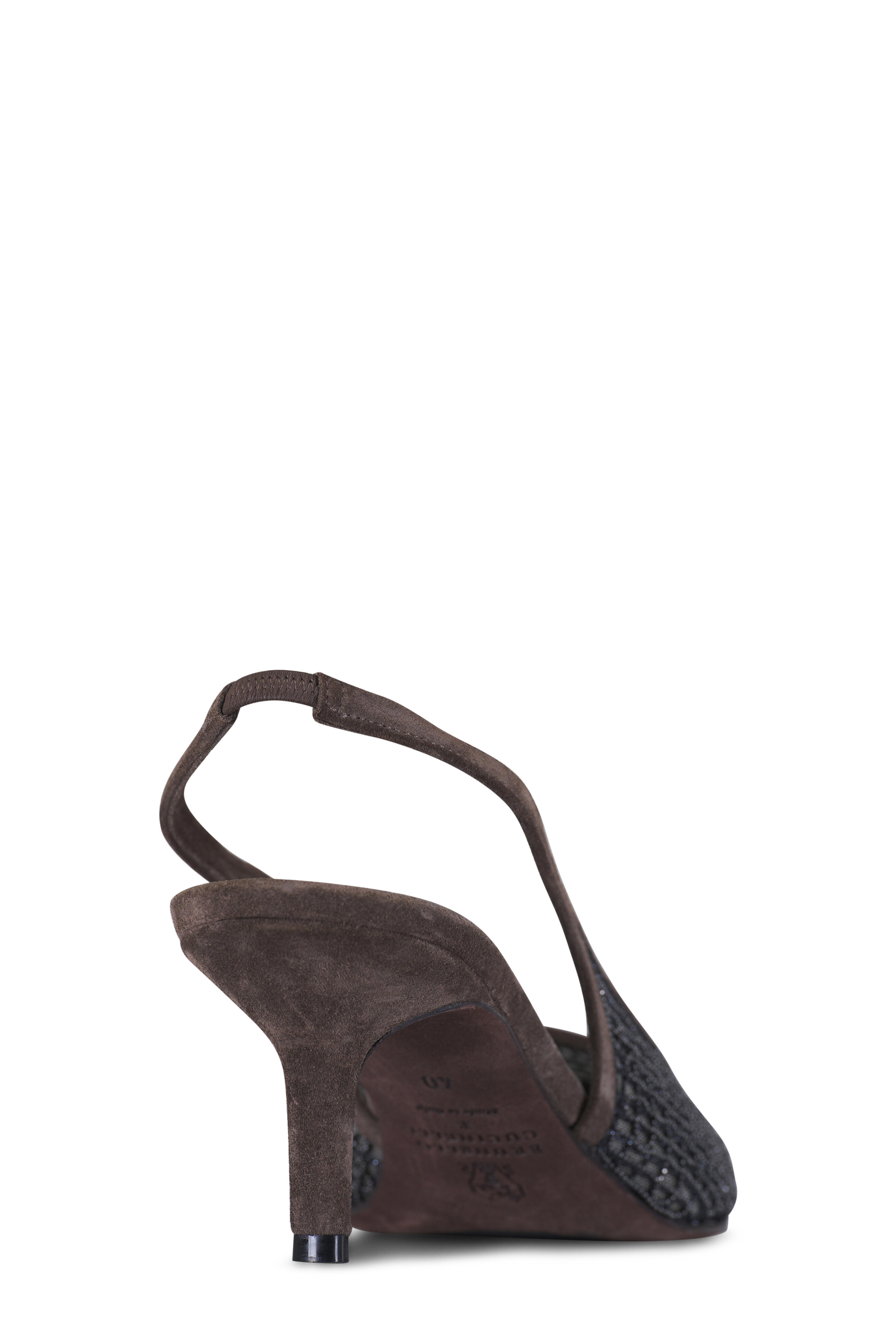 Brunello Cucinelli - Black Monili Slingback, 55mm