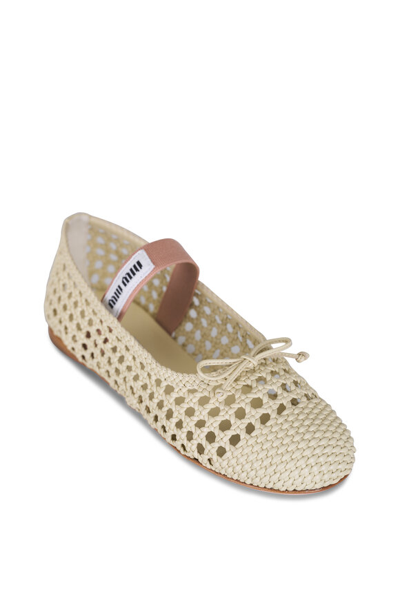 Miu Miu Ivory Woven Mary Jane Ballet Flat