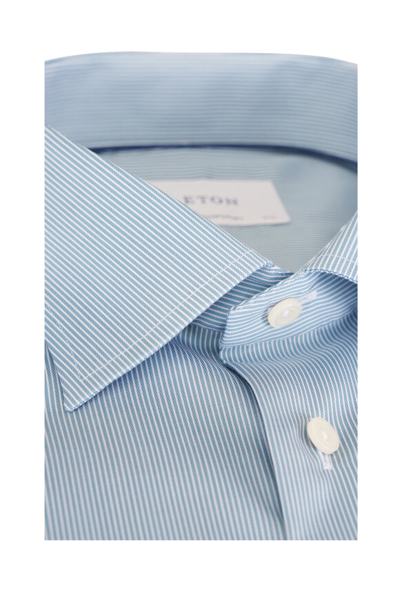 Eton Green Stripe Cotton Dress Shirt - view 2