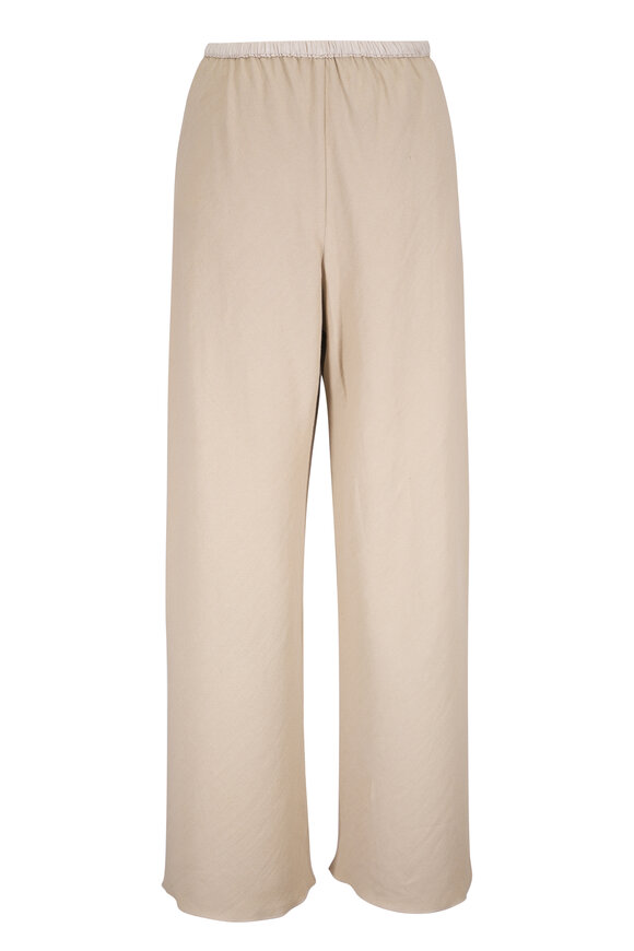 Peter Cohen Bias Sand Stretch Linen Cropped Wide Pant
