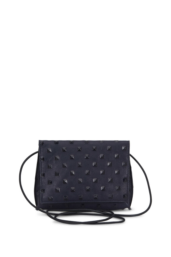 B May Bags - Navy Blue Leather Studded Small Crossbody