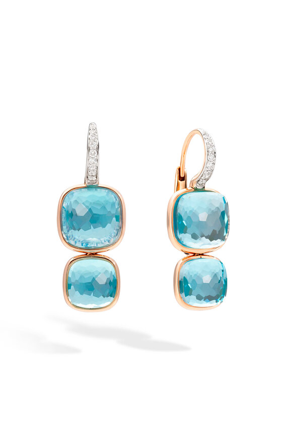 Pomellato Nudo Sky Blue Topaz & Diamond Earrings