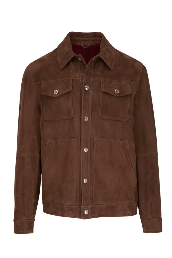 Brunello Cucinelli - Brown Suede Button Down Jacket 