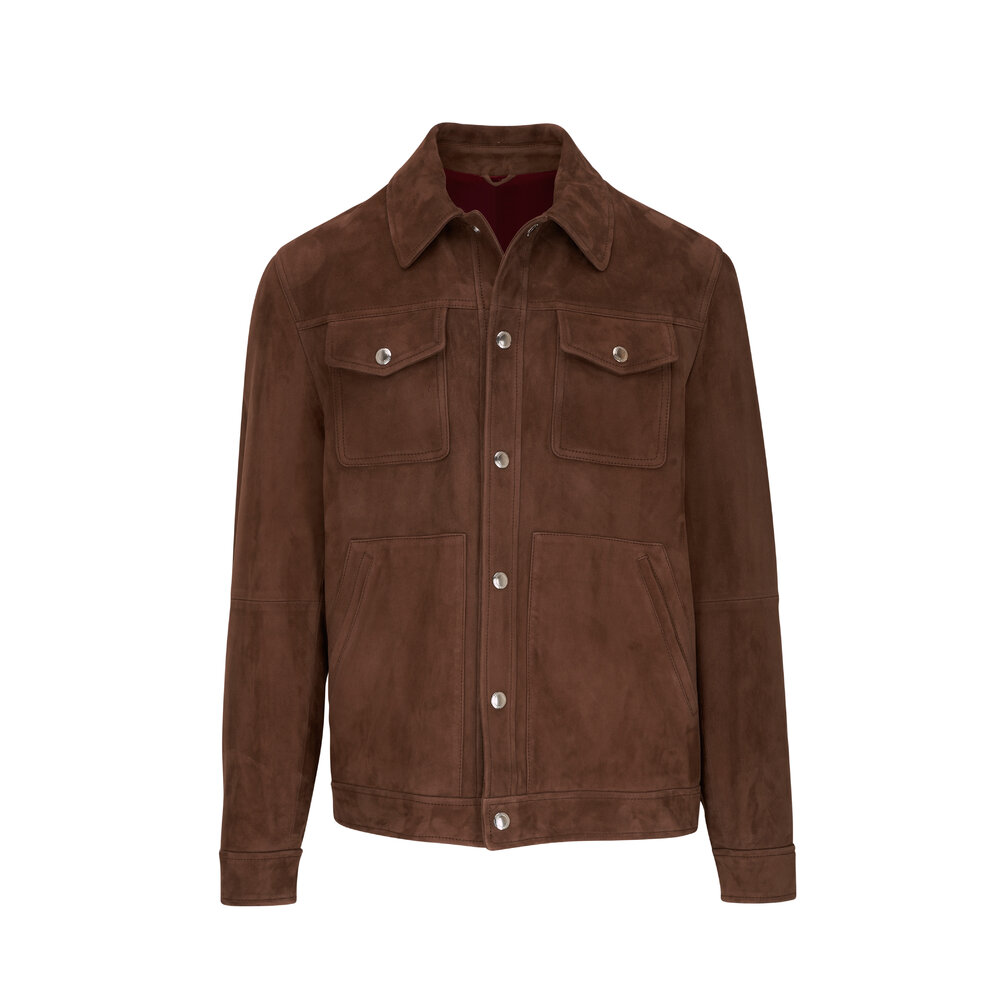 Brunello Cucinelli - Brown Suede Button Down Jacket