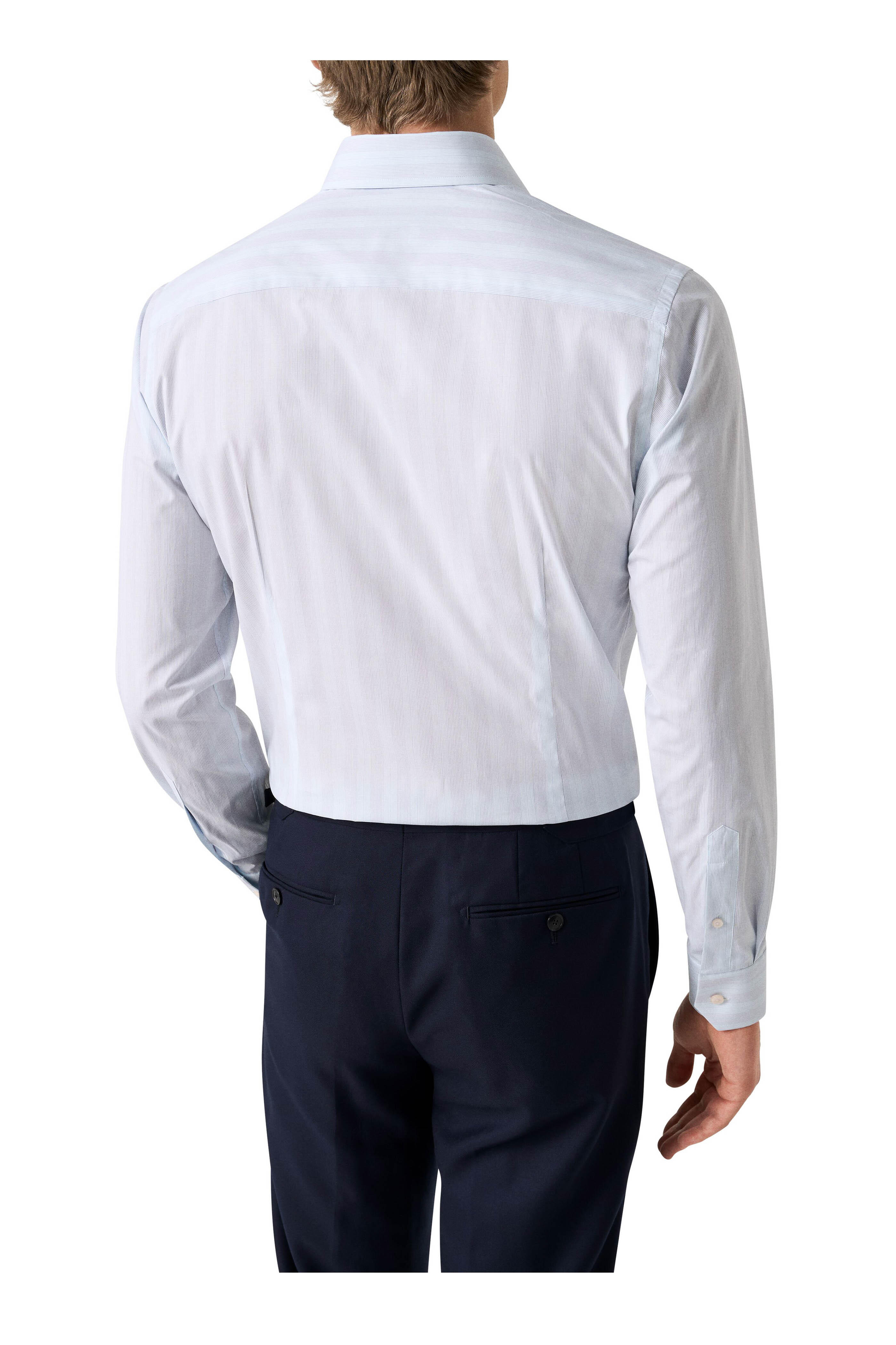 Eton - Light Blue & Purple Stripe Cotton Dress Shirt - view 3