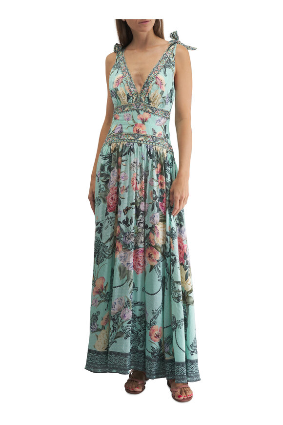 Camilla - Petal Promise Land Tie Shoulder Maxi Dress 