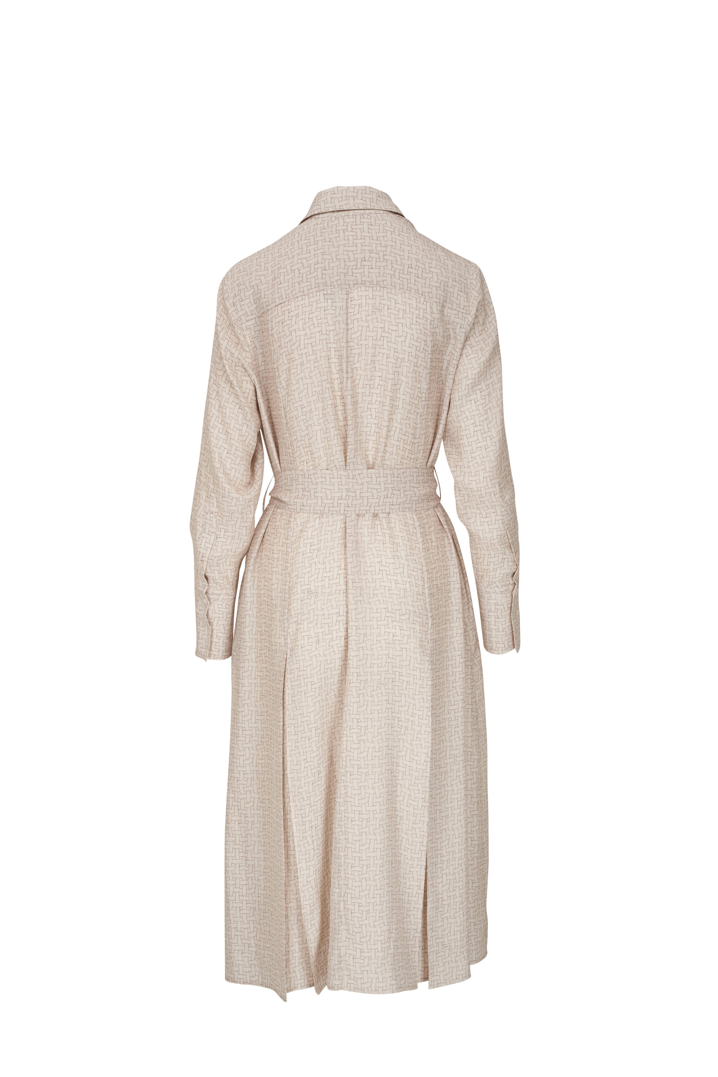 Kiton - Brown Silk Patterned Maxi Dress | Mitchell Stores