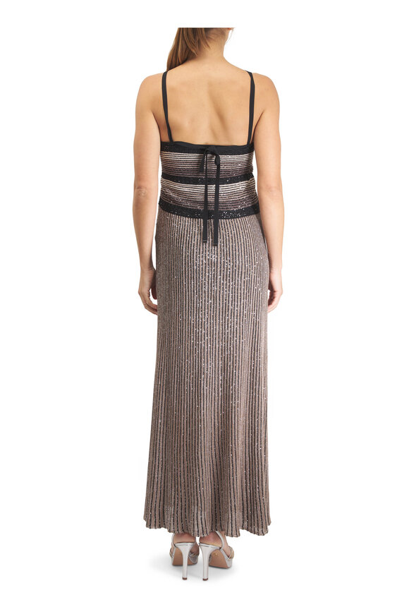 D.Exterior Multicolor Stripe Cross Neck Halter Dress - view 4