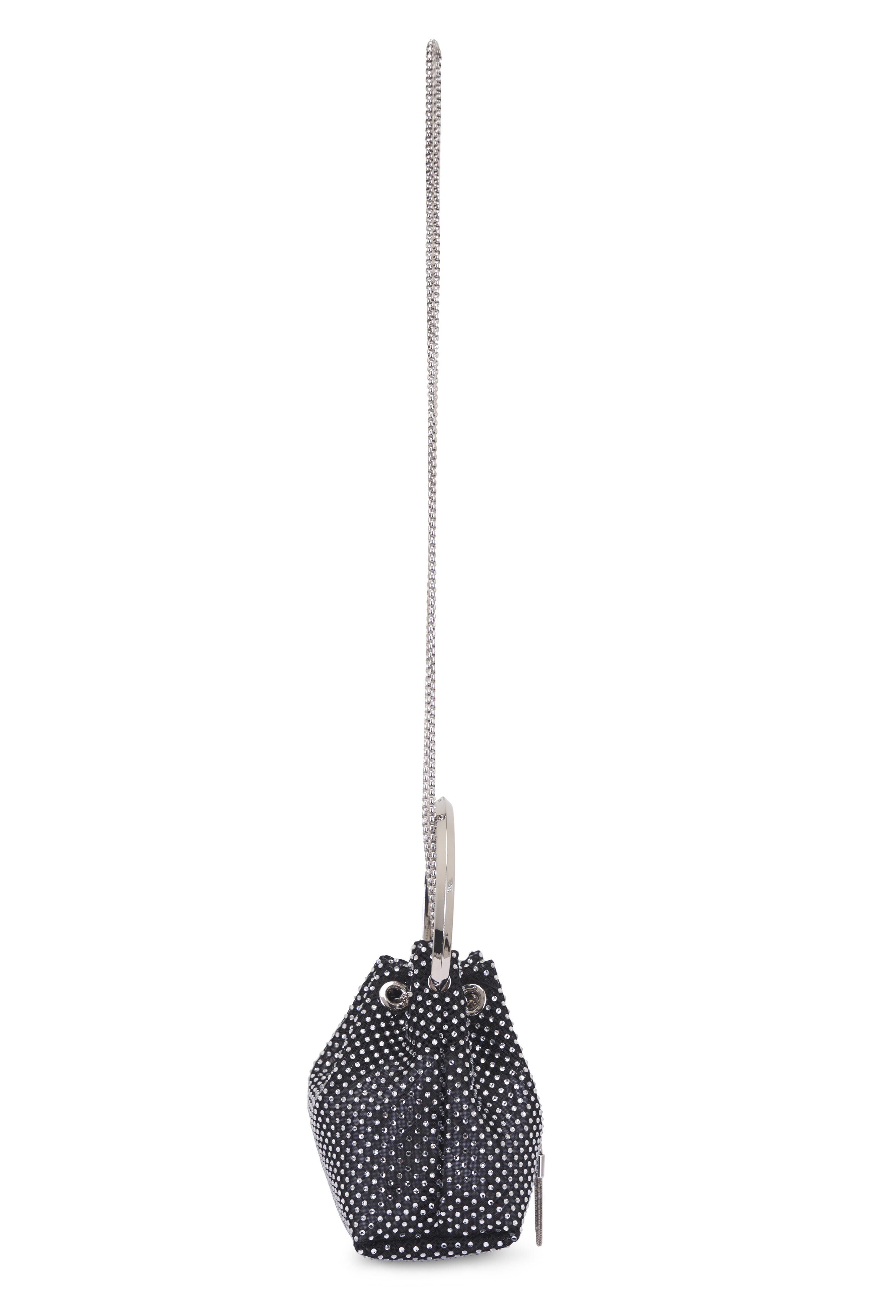 Jimmy Choo - Mini Bon Bon Black Crystal Mesh Bucket Bag