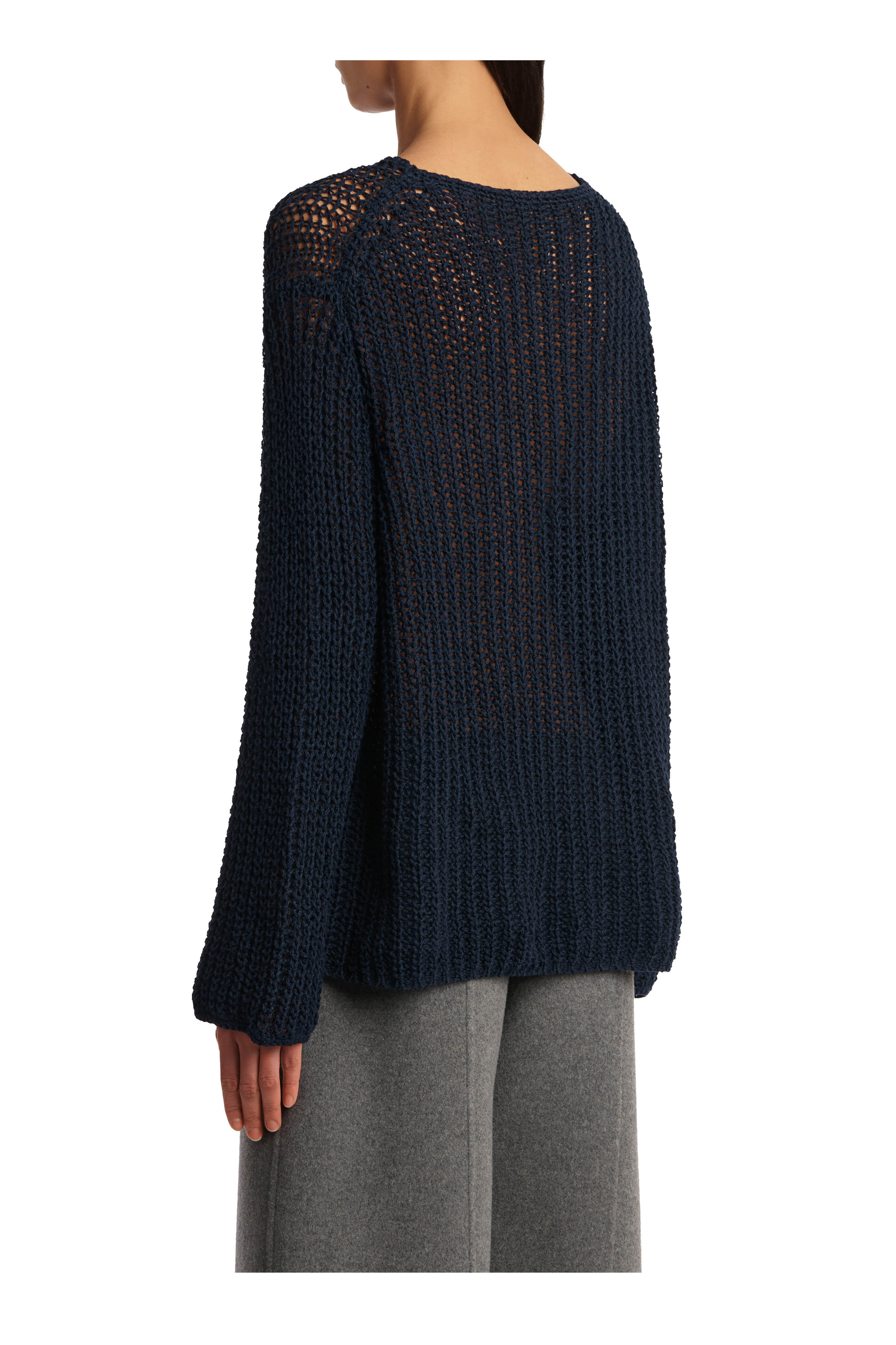 Khaite - Elowen Navy Fisherman’s Rib Knit Pullover Sweater