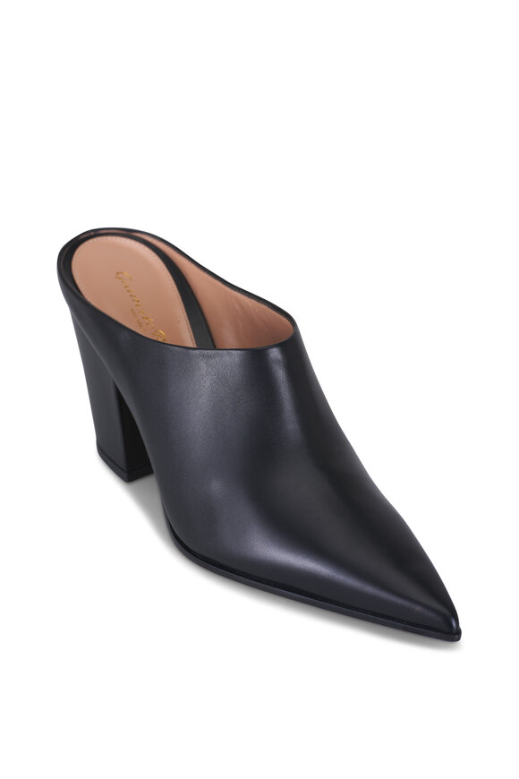 Gianvito Rossi Keinna Black Leather Mule, 85mm