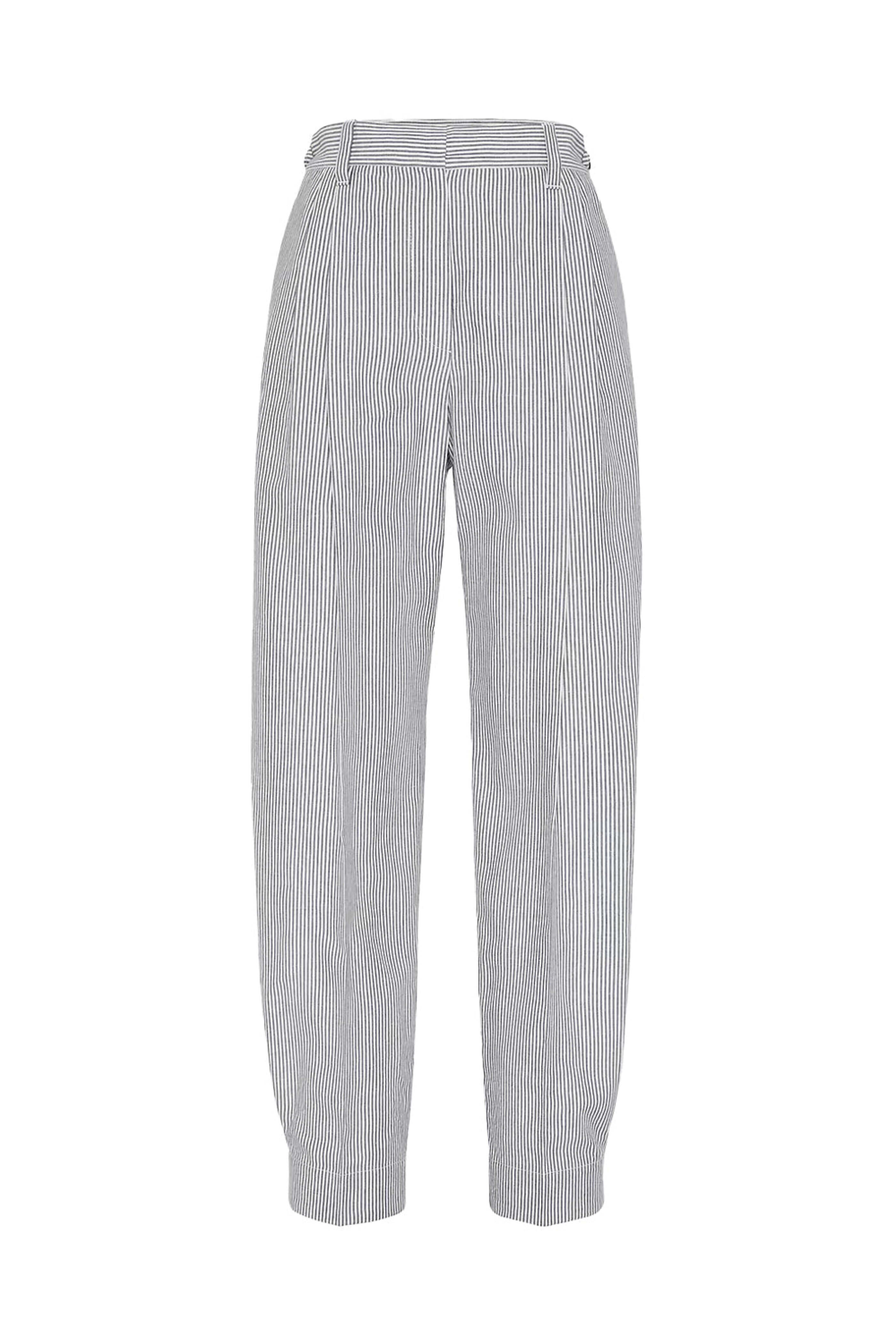 【送料&関税込】Brunello Cucinelli Pinstripe Pants Brunello Cucinelli - Blue and White Pinstripe Baggy