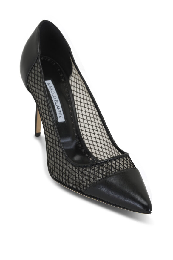 Manolo Blahnik Lisa Black Leather Pumps 90mm Mitchell Stores