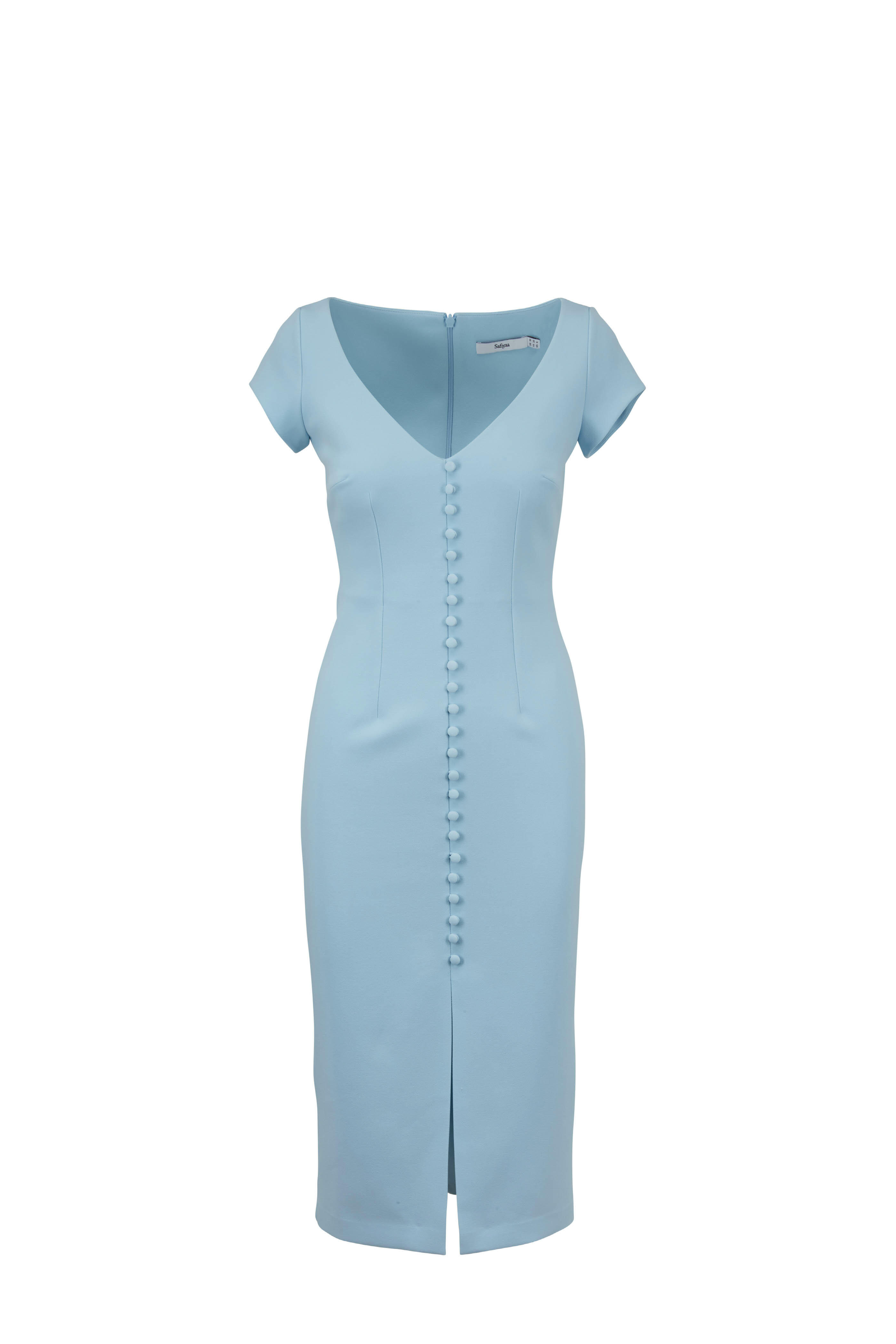 Safiyaa - Baby Blue Button Front Dress
