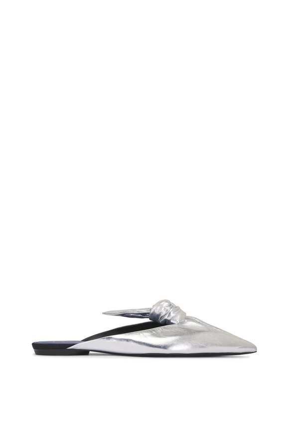 Lanvin Midnight Step Bow Silver Metallic Leather Mule - view 3