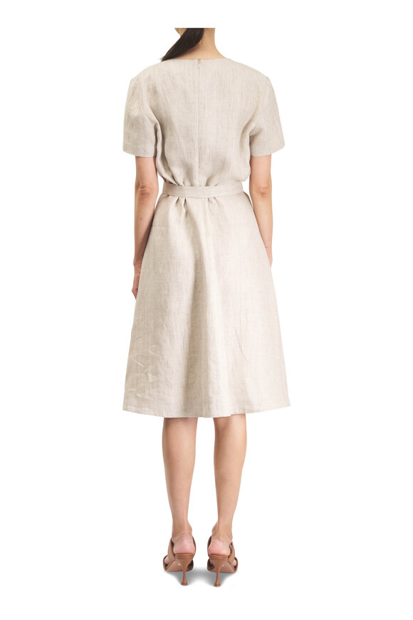 Kiton Beige Linen Belted Dress - view 4