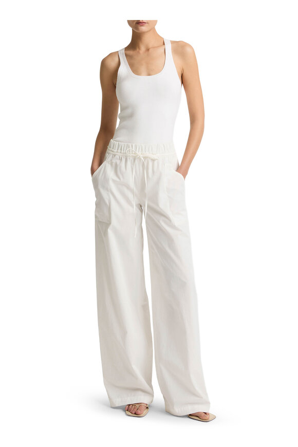Vince Off White Cotton Double Waist Drawstring Pant - view 2