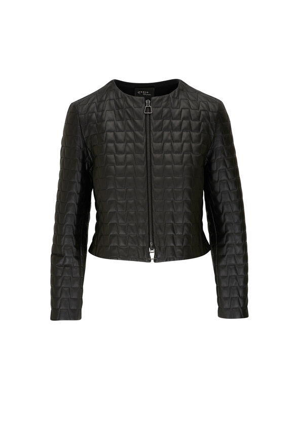 Womens Maje black Quilted Leather Jacket