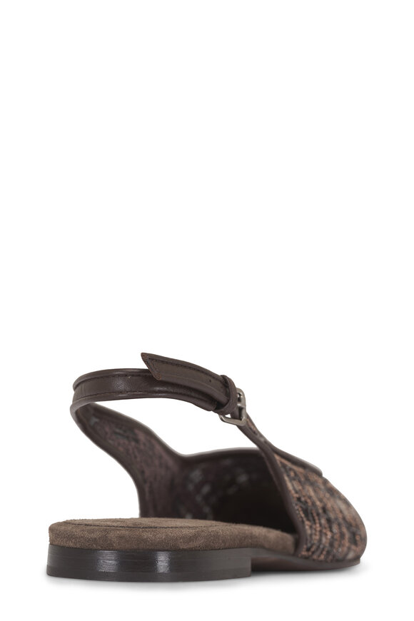 Brunello Cucinelli Brown Embellished Monili Slingback Flat - view 3