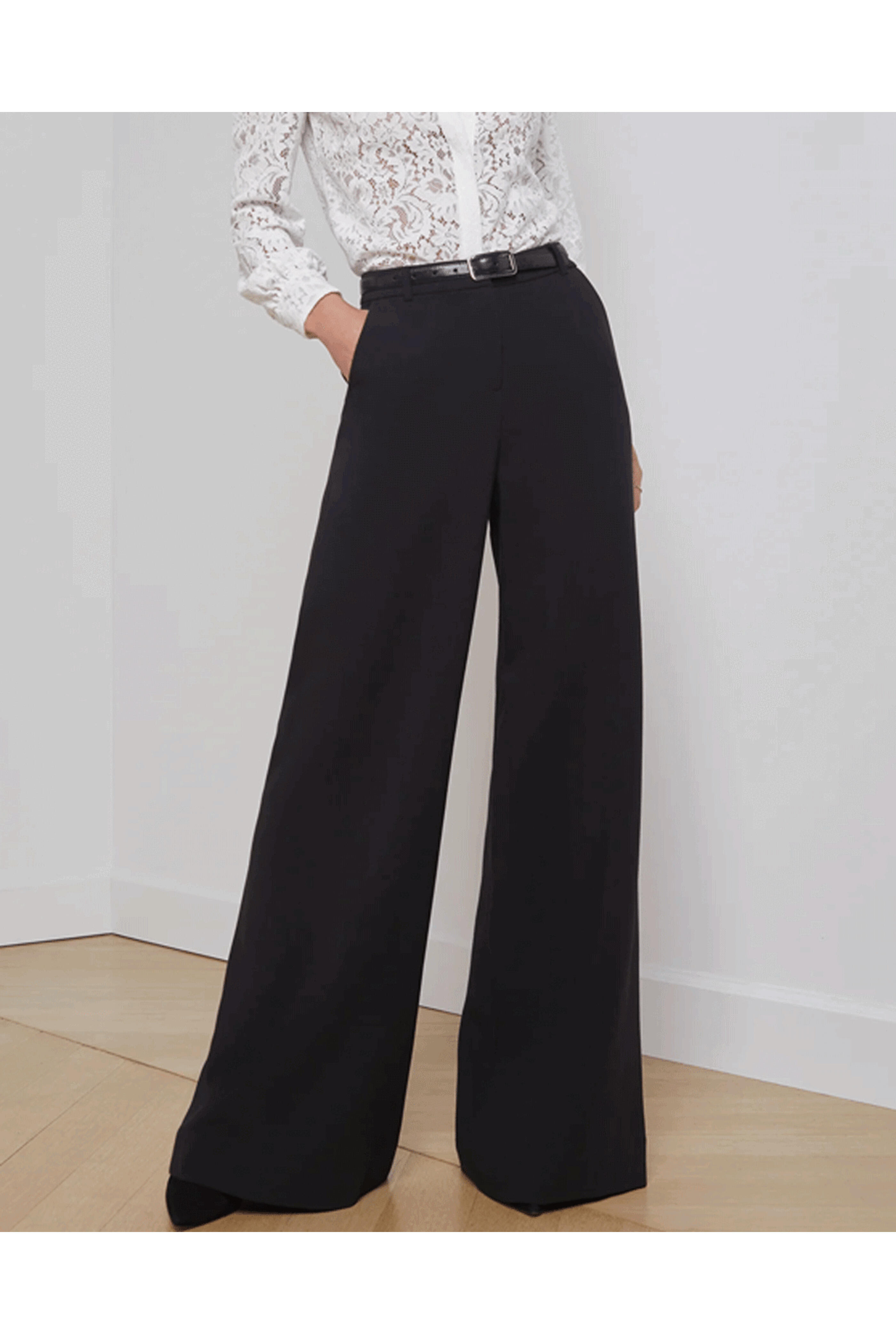 L'Agence - Black Pilar Wide Leg Pant