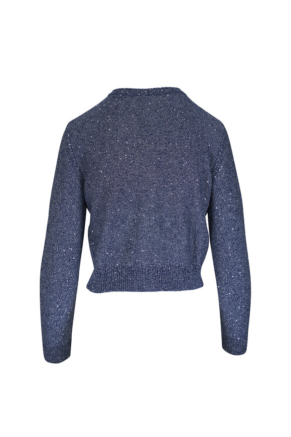 Akris Denim Blue Sequin Embellished Cardigan - view 4