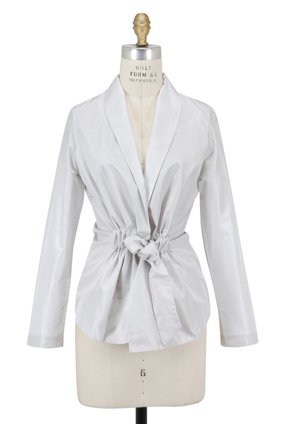 Peter Cohen - Pearl Silk Taffeta Self-Tie Front Jacket 