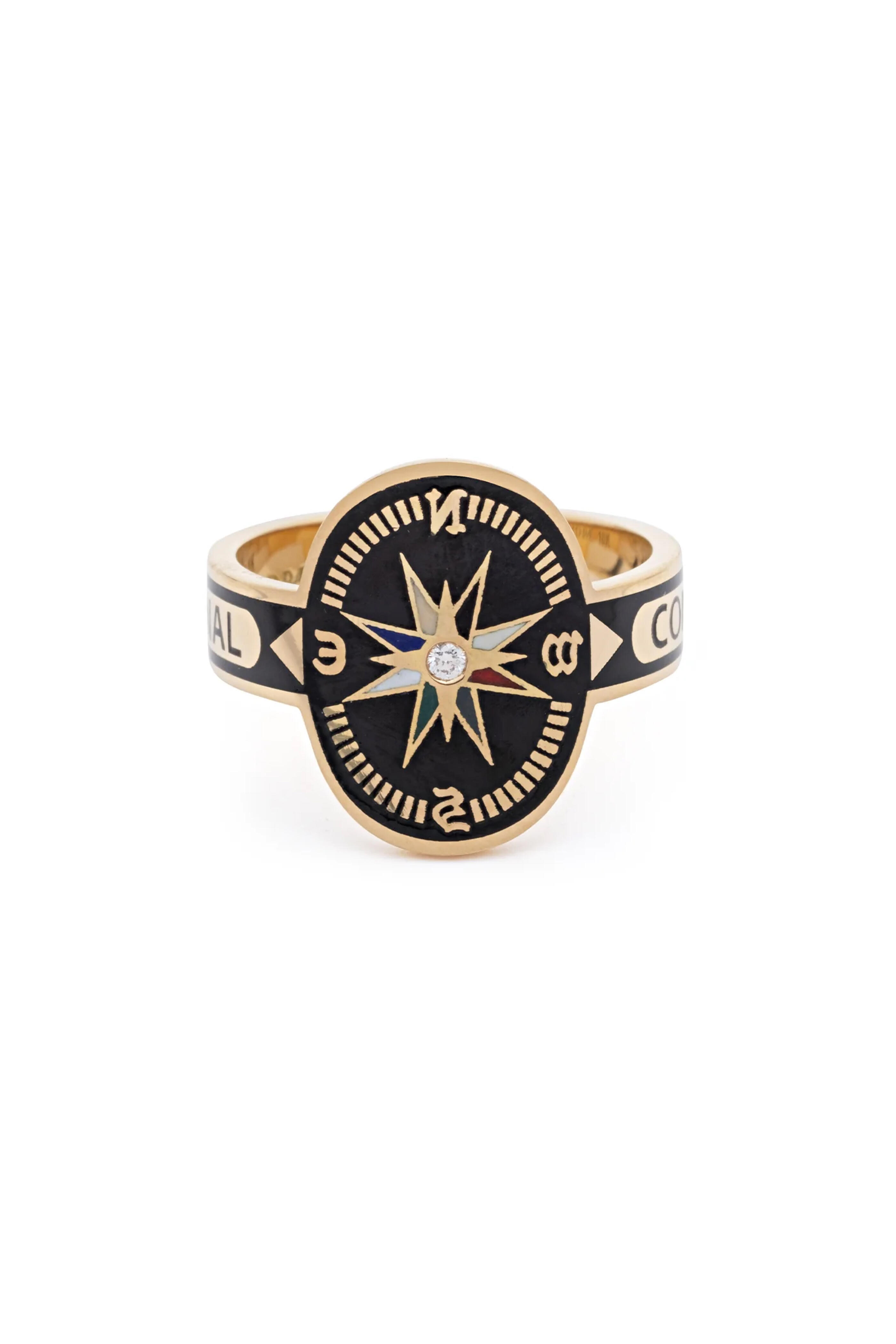 Foundrae - 18k Yellow Gold Internal Compass Band - view 1