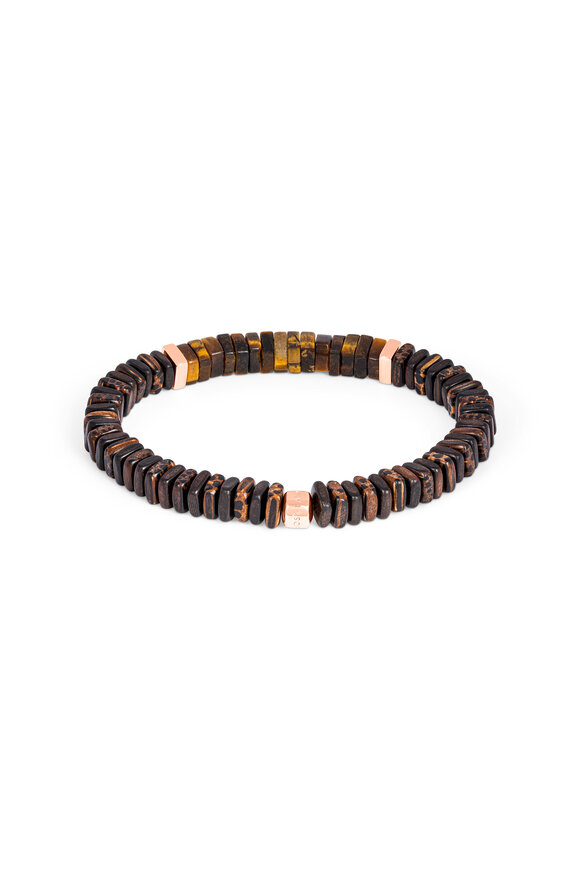 Tateossian - Legno Tiger Eye, Palm & Ebony Stretch Bracelet