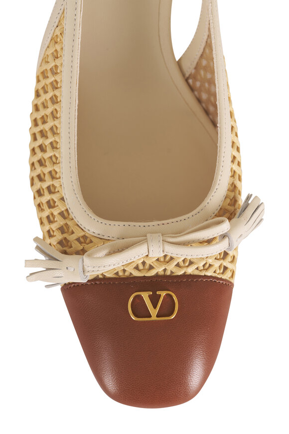 Valentino Garavani Ballerina Natural Raffia & Leather Slingback, 60mm - view 5