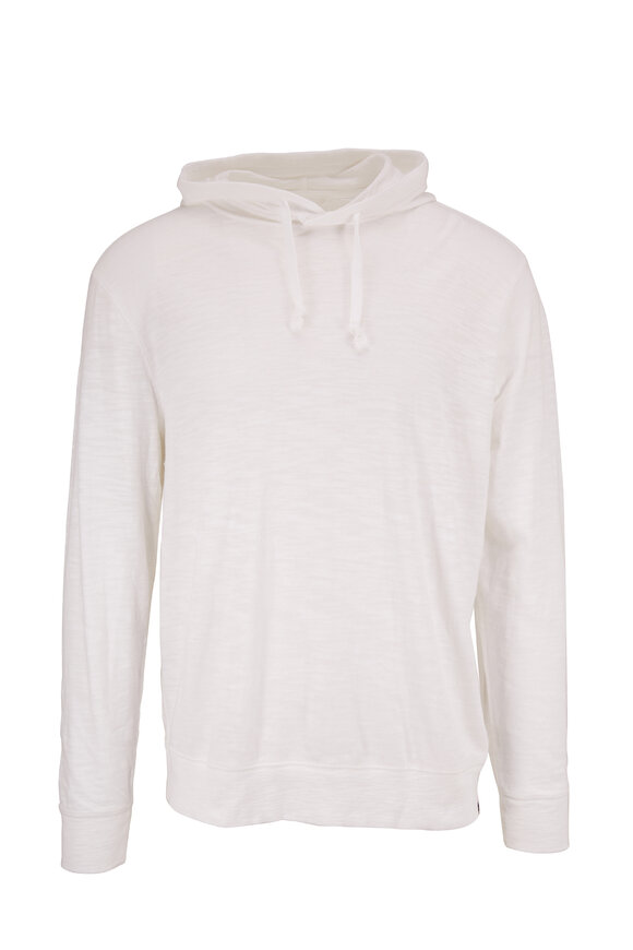 Faherty Brand Solid White Long Sleeve Hoodie 