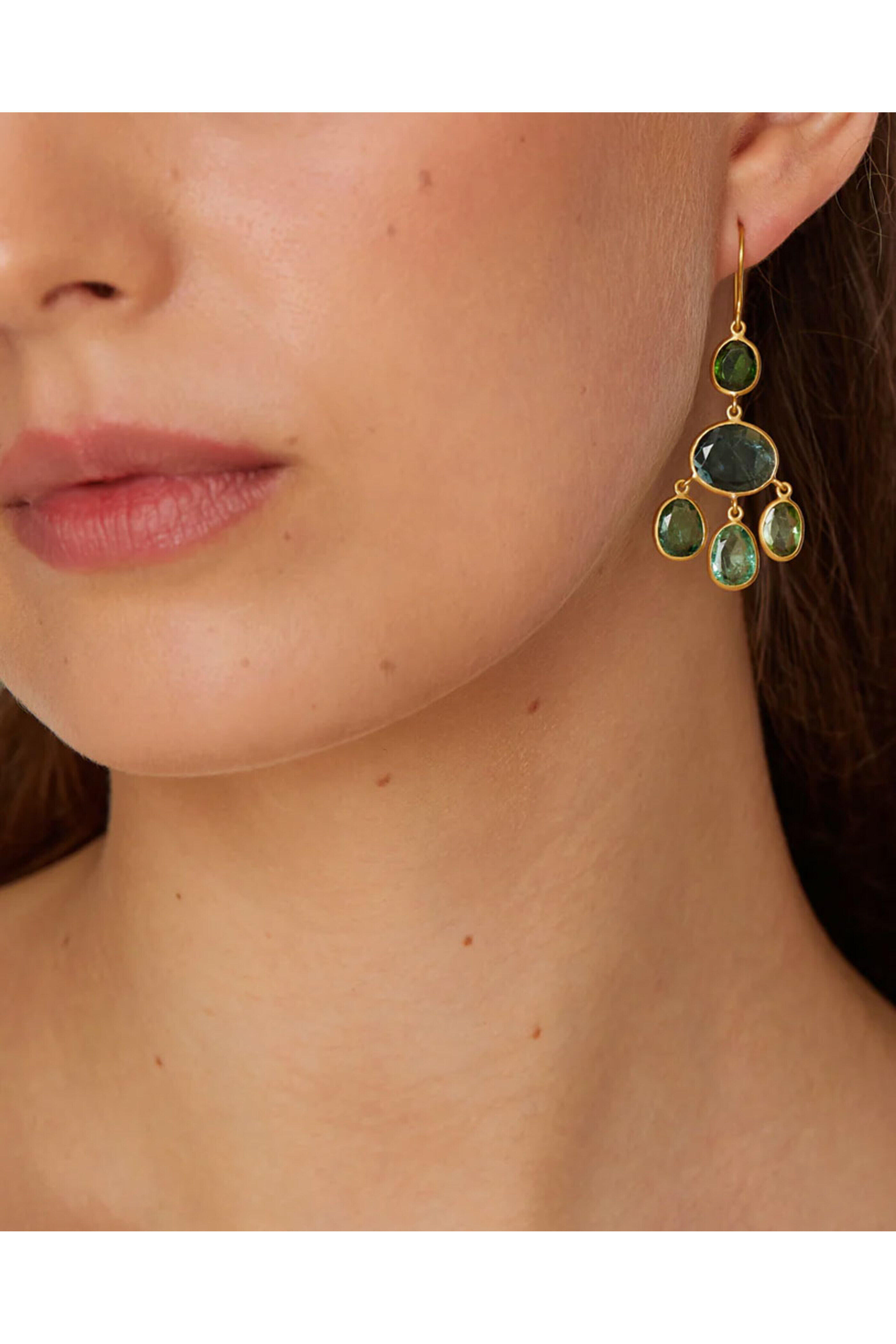Pippa Small Designs - Green Tourmaline Gaia Jellyfish Earrings