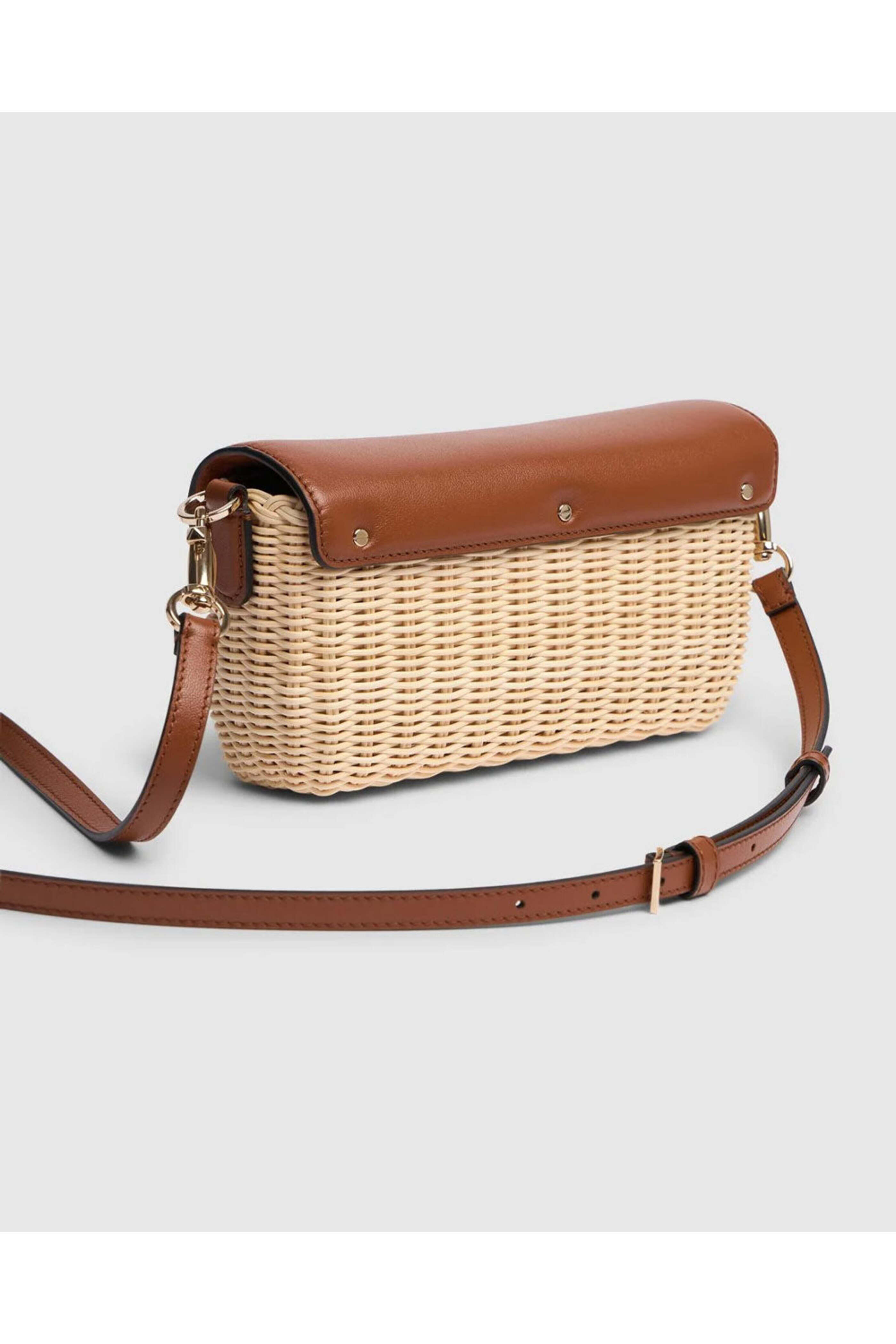 【Valentino】◆Leith Shoulder Cross Bag◆Ivory/Brown◆ Valentino Garavani - Loco VLogo Straw Shoulder Bag in Selleria