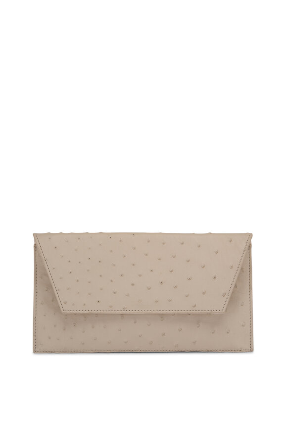 Maria Oliver Belen Off-White Embossed Chain Clutch 