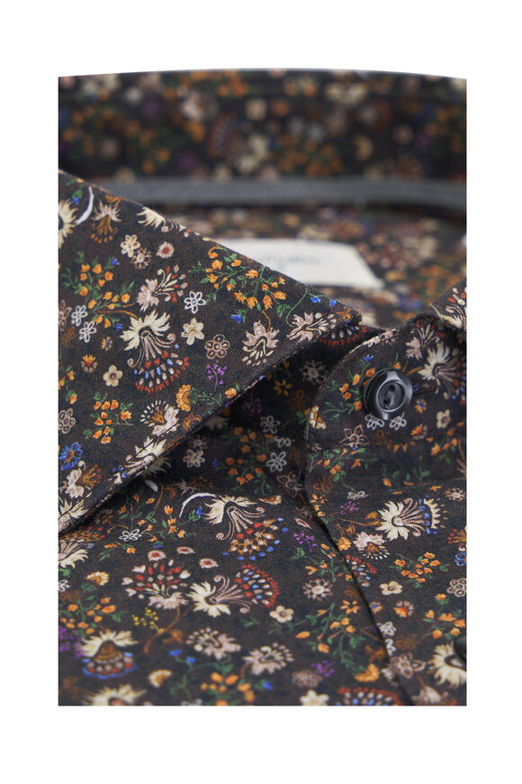 Tintoria - Brown Floral Print Cotton Sport Shirt