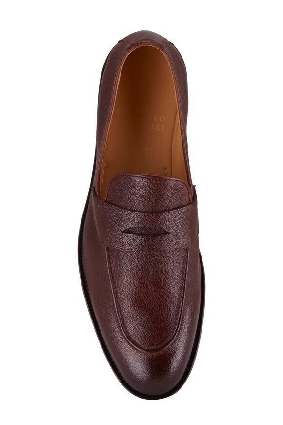 Brunello Cucinelli - Dark Brown Fine Grain Leather Penny Loafer 