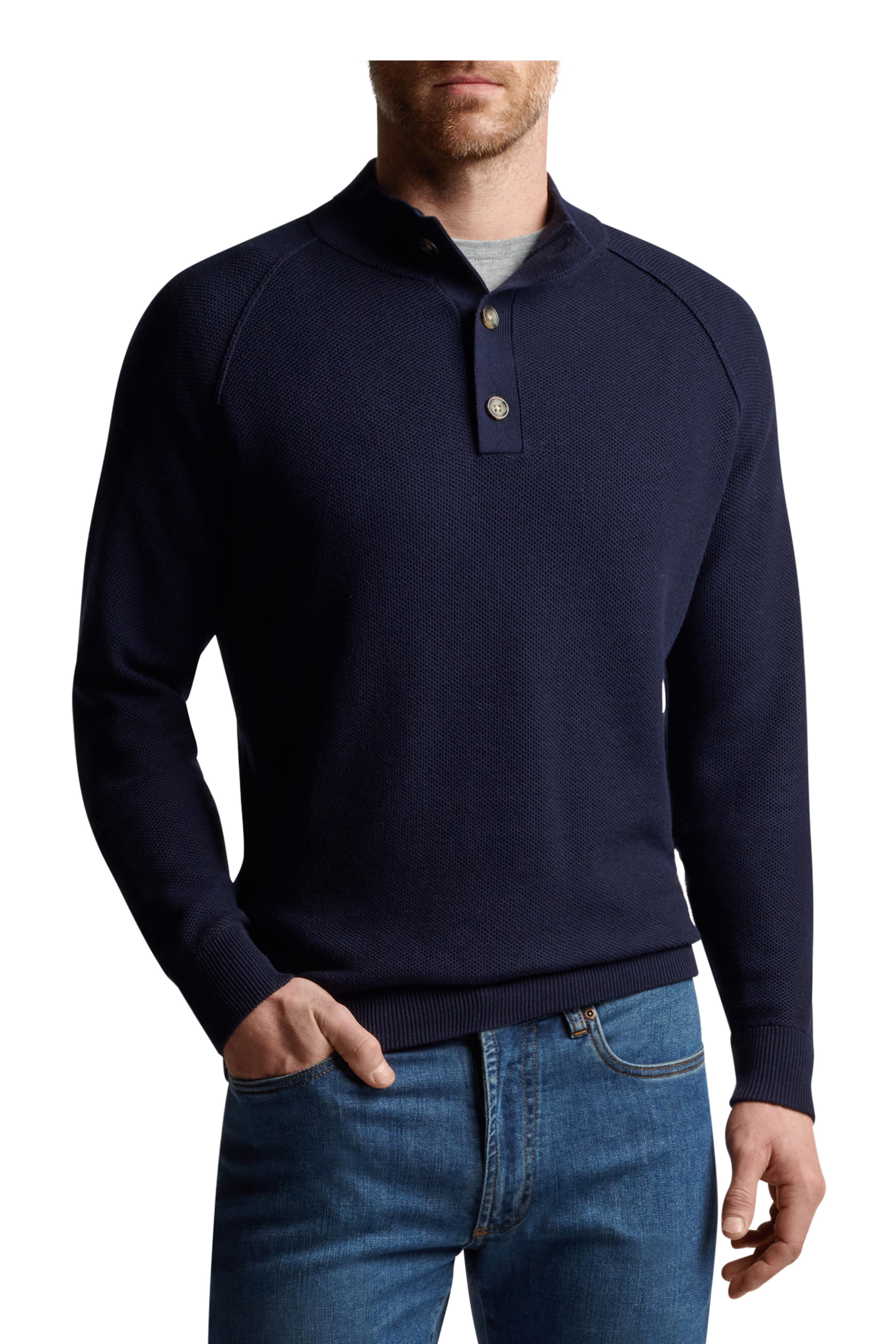 Peter Millar - Parkway Navy Textured Mock-Neck Sweater